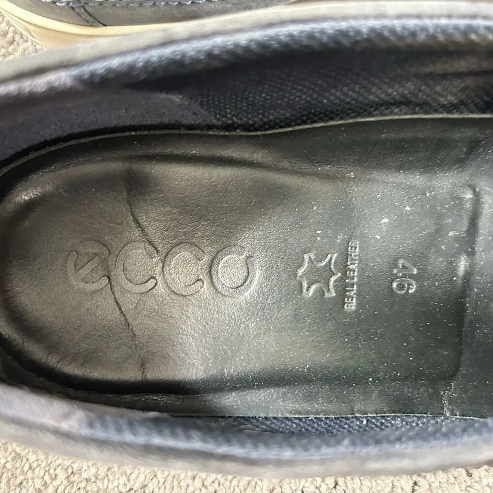 ECCO Collin Men's Size 12 Blue Perforated Leather Slip On Loafer Shoes Used